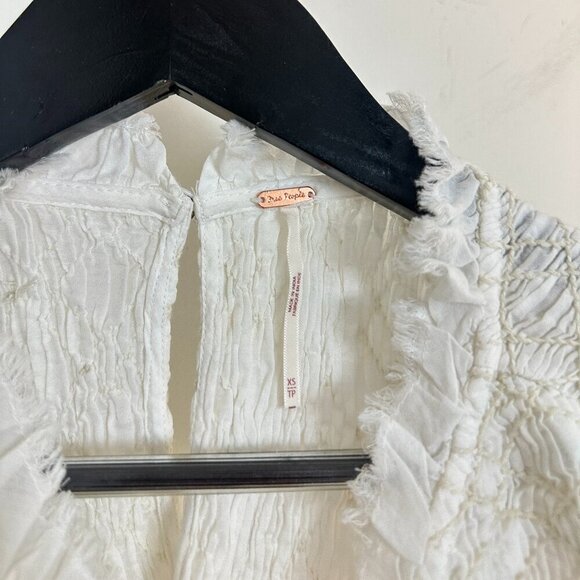 FREE PEOPLE Shea Smocked Yoke Shift Minidress in Ivory Size X-Small - Picture 6 of 12